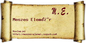 Meszes Elemér névjegykártya